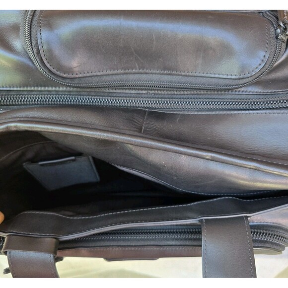 Authentic TUMI Black Leather Compact Wheeled Laptop Briefcase 96102DH $795 - Picture 6 of 13